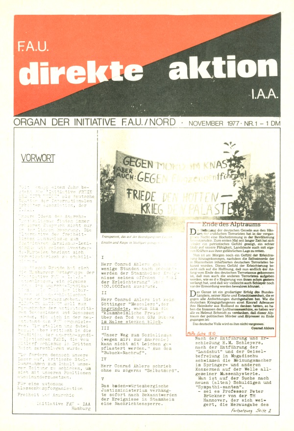 Direkte Aktion, Nr. 1, 1977