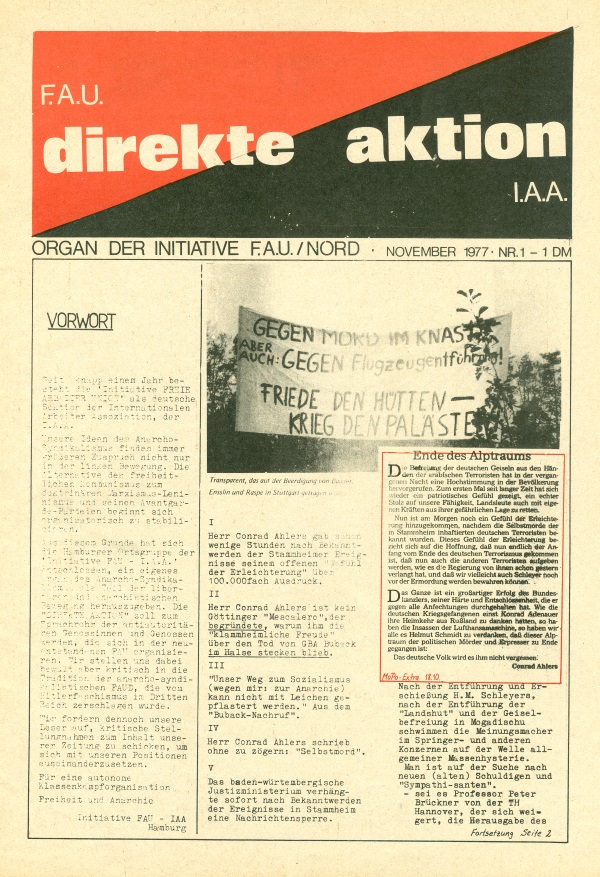 Direkte Aktion Nr. 1, 1977