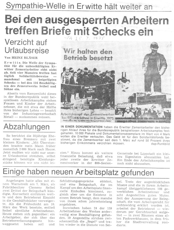 "Westfälischer Anzeiger" vom 25. 7. 1975