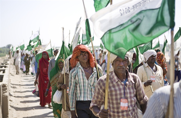Fußmarsch von Ekta Parishad 2012, Foto: Herbert Sauerwein