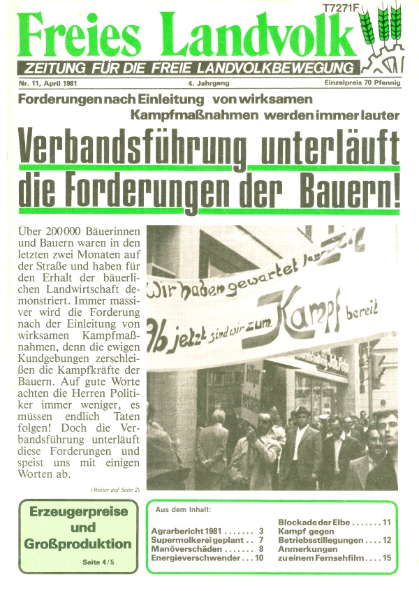 Freies Landvolk, Zeitung für die freie Landvolkbewegung, Nr. 11, April 1981