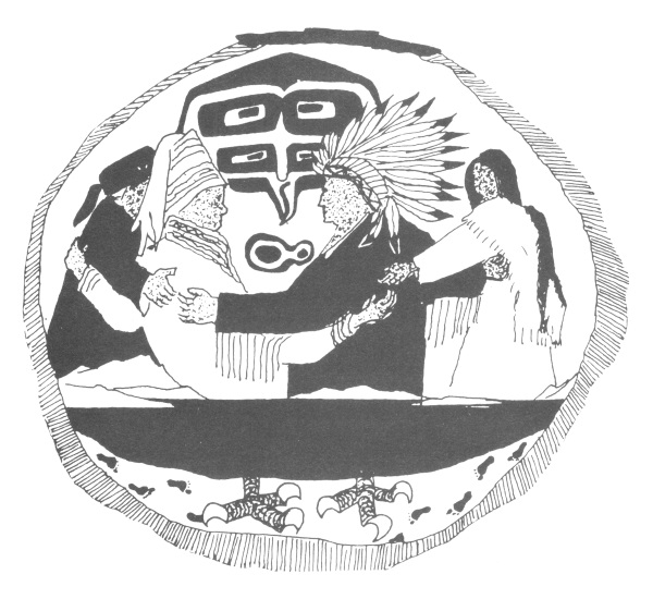 "Samen und Indianer" gezeichnet von Nils-Aslak Valkeäpää