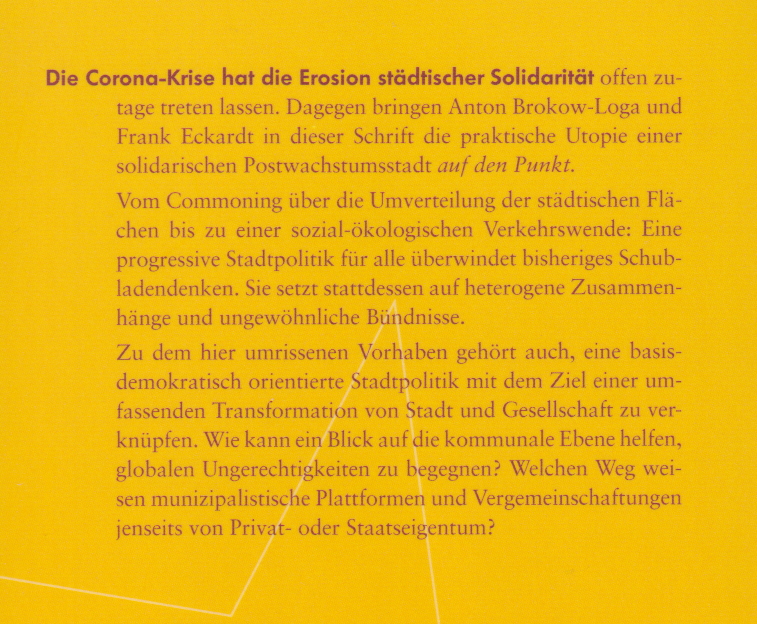 Buch: "Stadtpolitik fuer alle" (Rückseite)