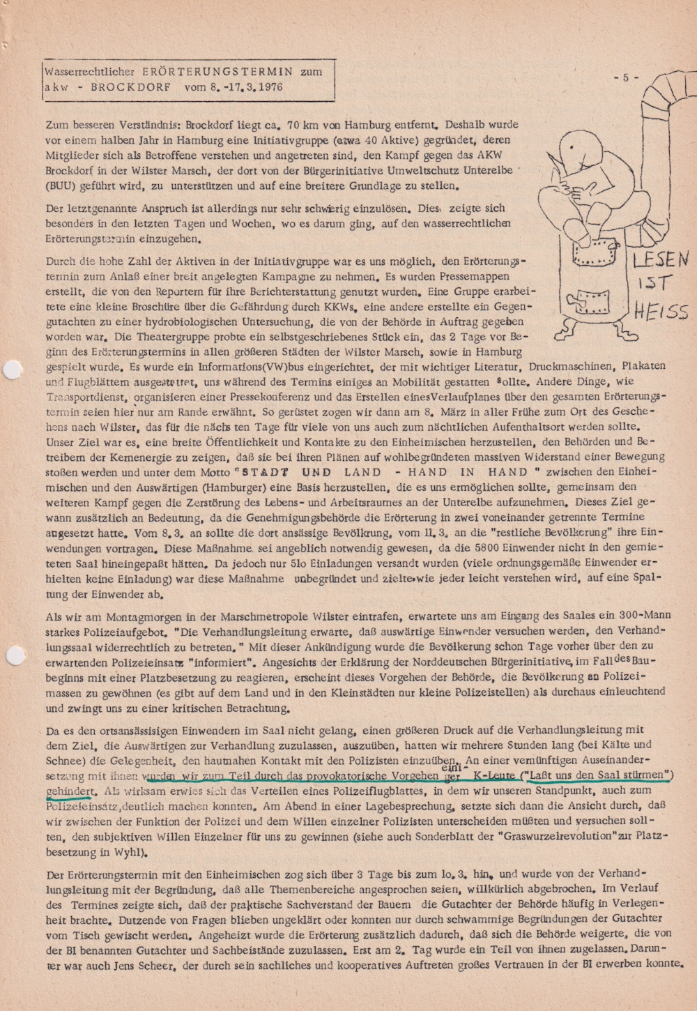 Informationsdienst für gewaltfreie Organisatoren, „Kein Atomkraftwerk in Uentrop" Teil 6, April 1976, Heft 27