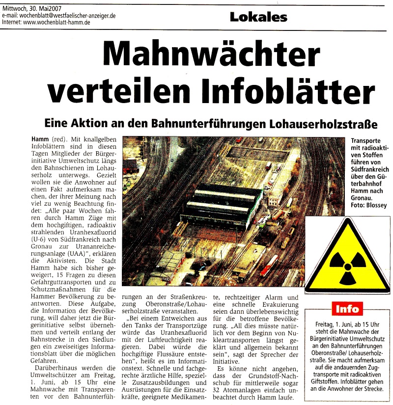 Aktion in Hamm 2007 (Zeitungsartikel)
