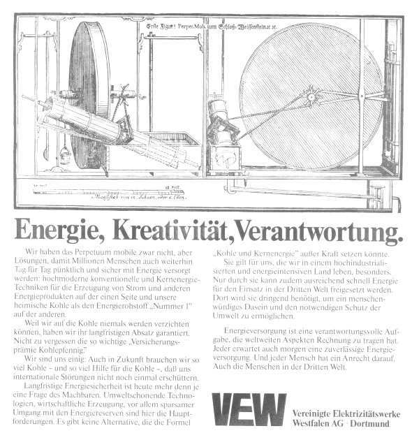 VEW-Anzeige mit Atomwerbung im Naturfreunde-Programmheft 1988