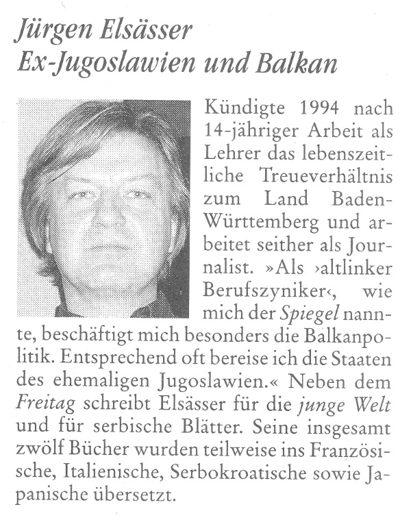 Jürgen Elsässer im "Freitag" vom 11. November 2005. Er ist heute Herausgeber der rechtsradikalen Zeitung "Compact"!