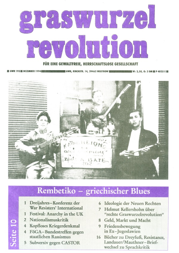 Titelseite der "Graswurzelrevolution" Nr. 193, Dezember 1994