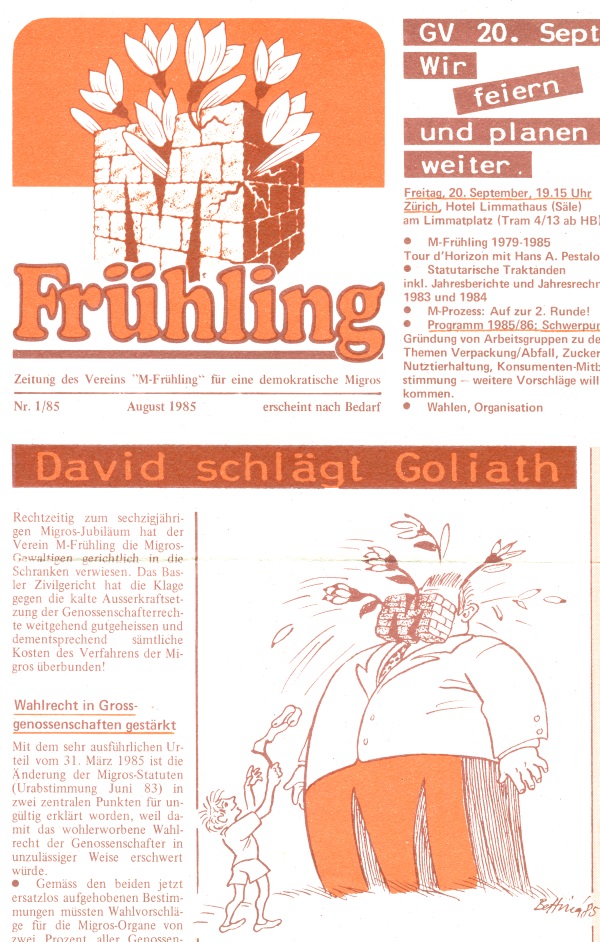 M-Frühling vom Aug. 1985: Teilerfolg: "David schlägt Goliath"