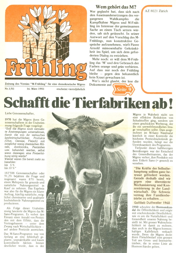 "Migros-Frühling" vom 16. März 1981, Nr. 1/81