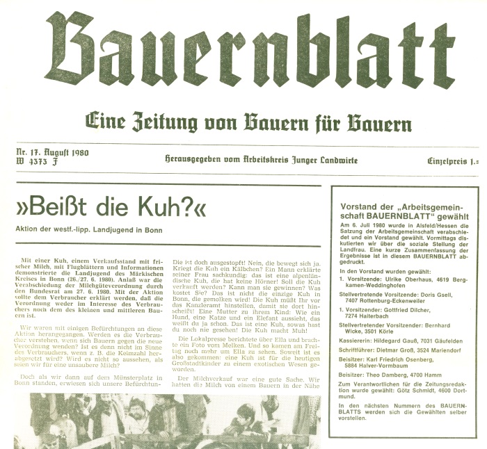 Bauernblatt, Eine Zeitung von Bauern für Bauern, Nr. 17, August 1980