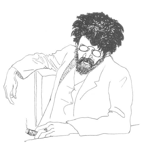 Erich Mühsam, Zeichnung von Eduard Baudrexel