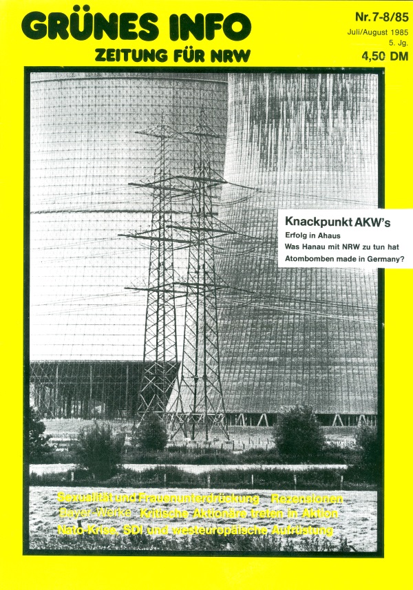 "Grünes Info. Zeitung für NRW", Nr. 7 - 8, 1985