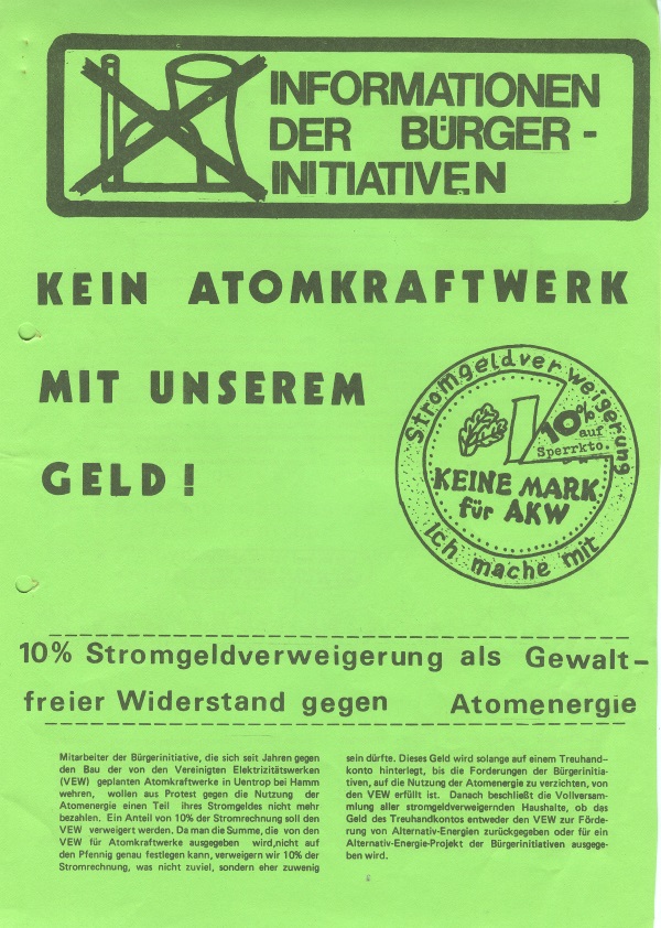 Stromzahlungsboykott-Flugi in Hamm 1977, Auflage: 4000