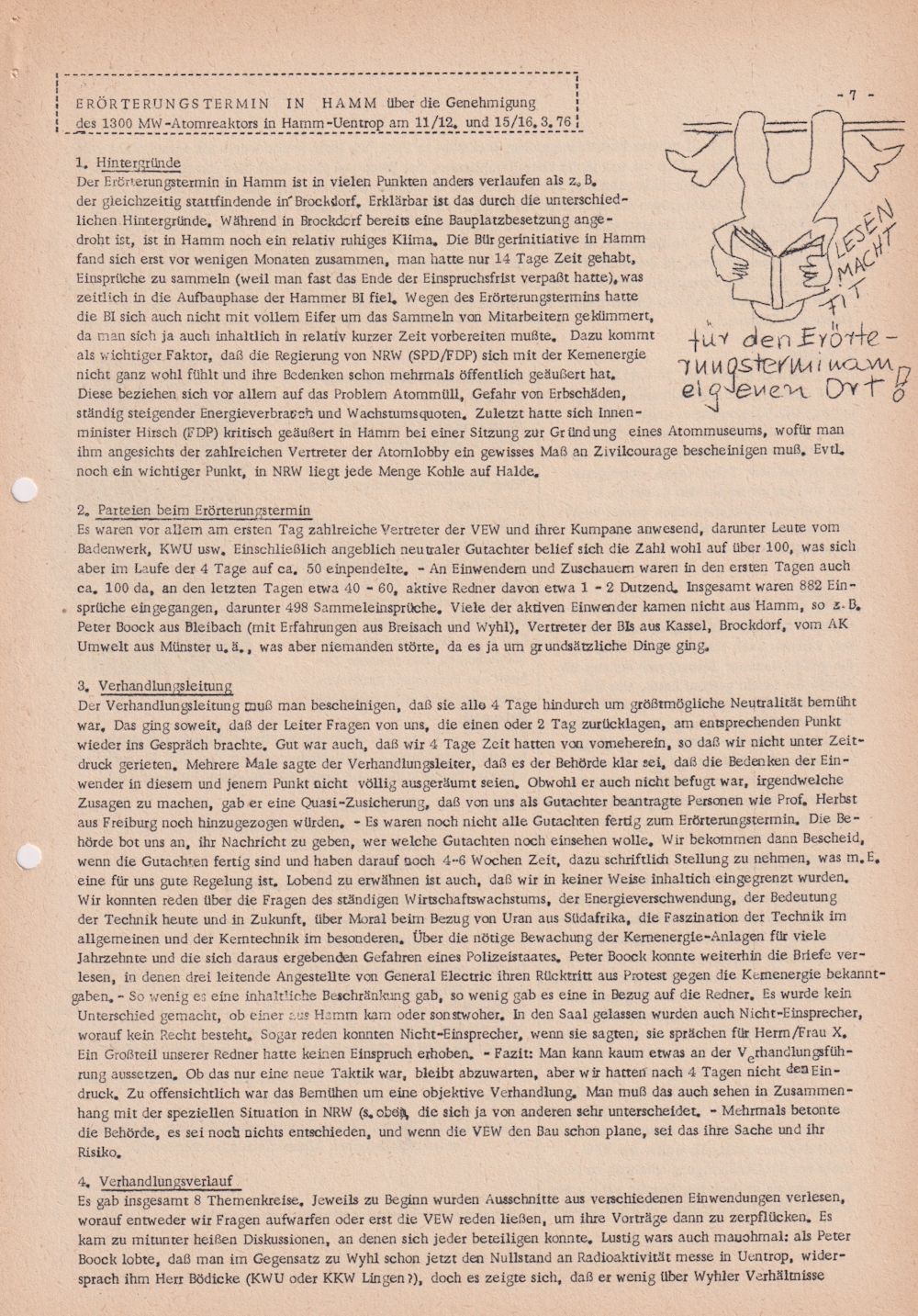 Informationsdienst für gewaltfreie Organisatoren, „Kein Atomkraftwerk in Uentrop" Teil 5, Februar/März 1976, Heft 26