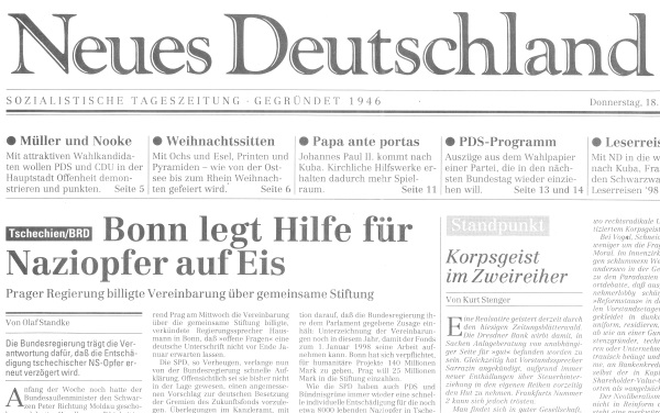Neues Deutschland, Titelseite