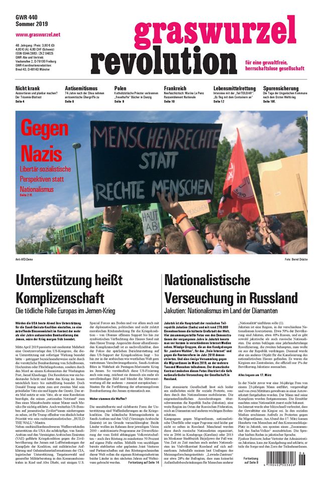Titelseite "Graswurzelrevolution" Nr. 440, Sommer 2019