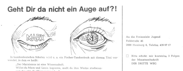 Flugblatt von "Freisoziale Jugend", 70er Jahre