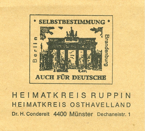 Mit der Ratspost 1988 verschickt: "Selbstbestimmung. Auch für Deutsche"